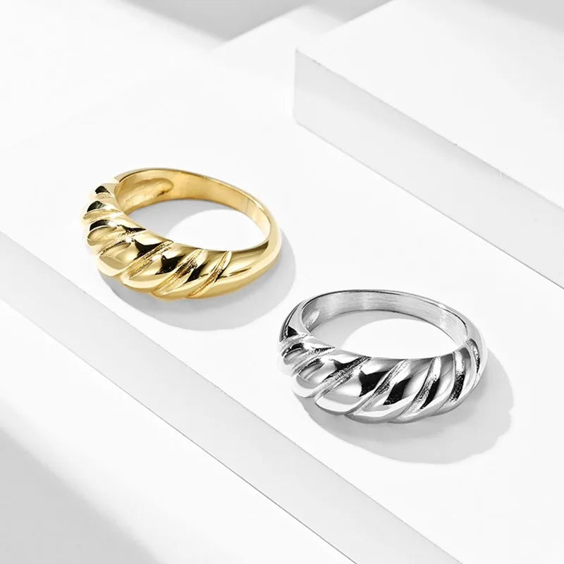 Edelstahl Twist Brot Design Ring Ehering für Herren Damen Größe 4-12