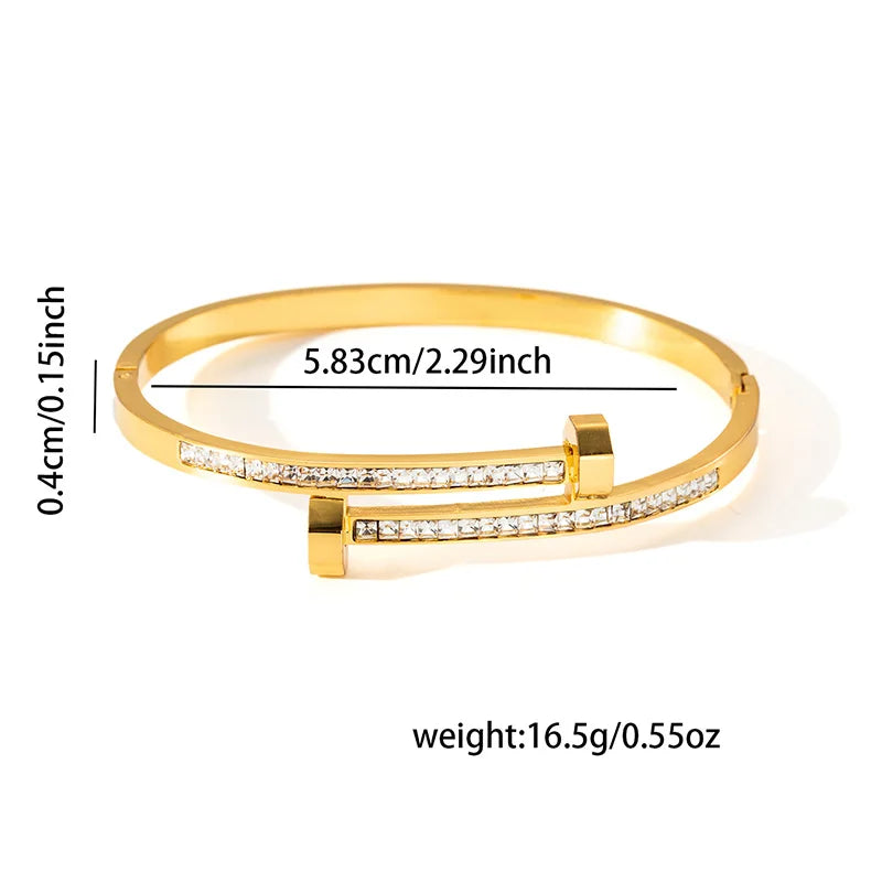 Modisches minimalistisches Nagelarmband mit Sternenhimmel-Diamanteinlage, farbecht, vielseitig, Edelstahlarmband