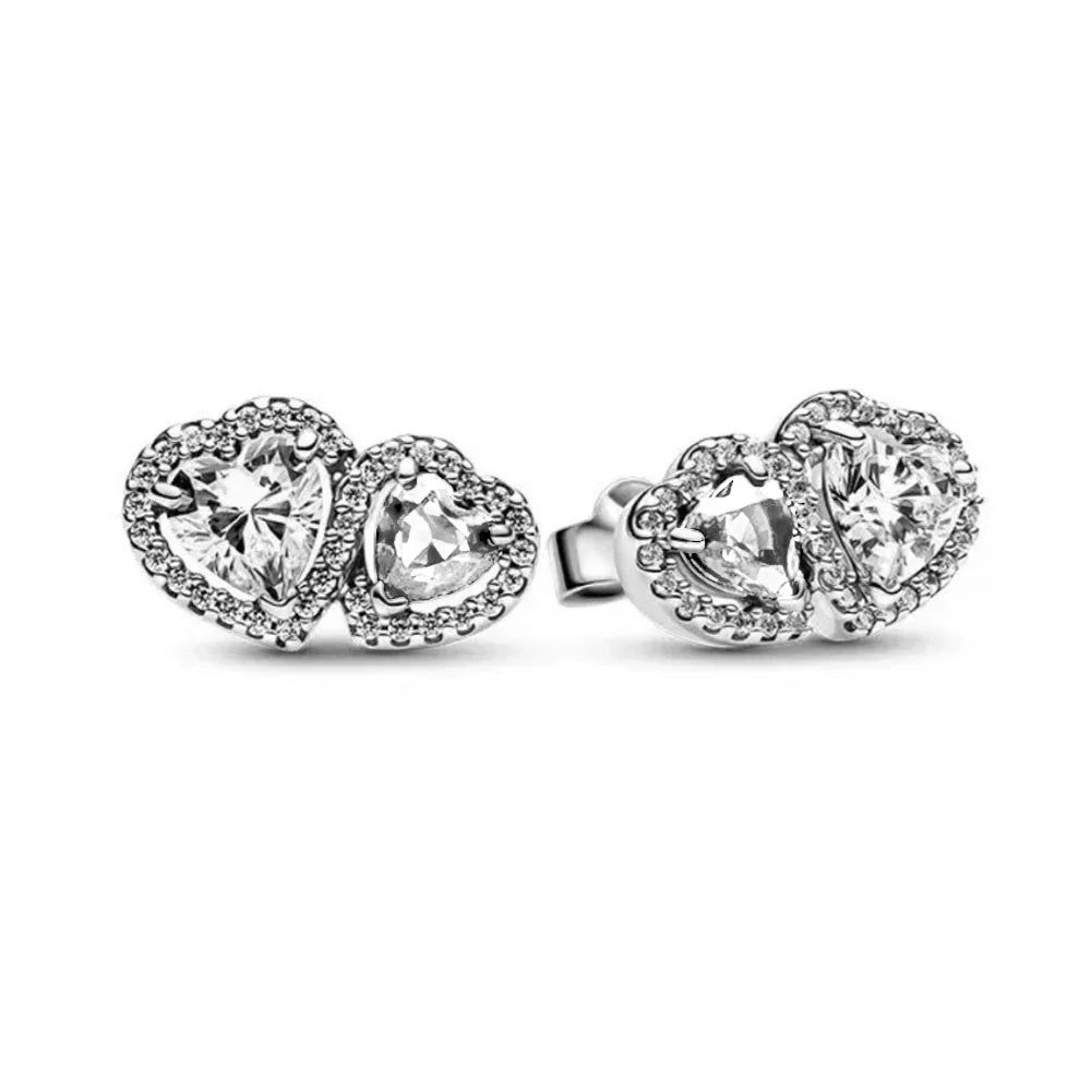 Pendientes de tuerca europeos nuevos de plata 925 con piedra blanca y rosa, lazo rojo, aptos para mujer, festival, exquisitos abalorios de joyería, regalos