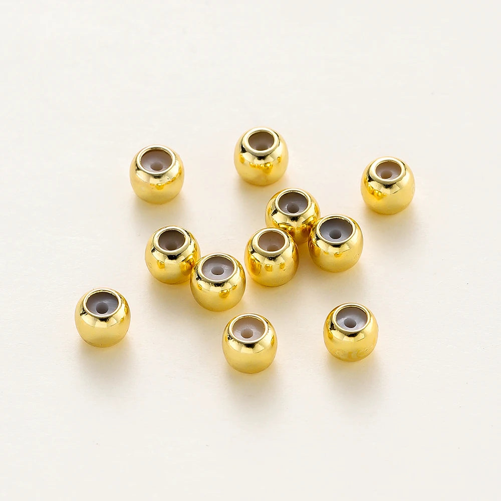 10 unidades/lote de cuentas ajustables chapadas en oro real de 14K 18K con tope de resina, cuentas espaciadoras, cuentas de posicionamiento para la creación de joyas