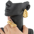 Mode Damenschmuckset für Frauen Afrikanische Halskette und Ohrringe mit Armreifring 4-teiliges Set für Verlobungsfeier Geschenke
