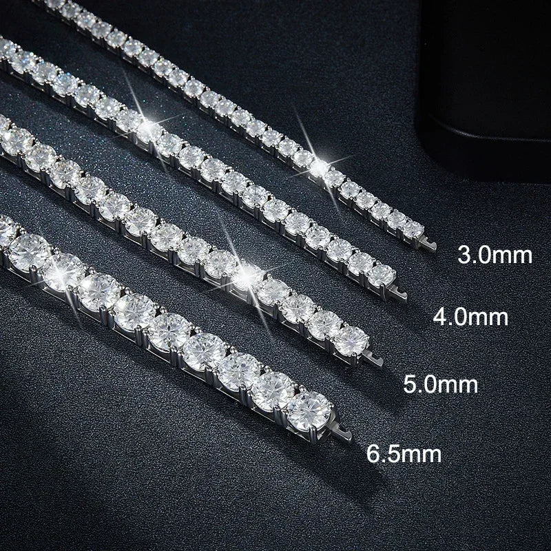 NeeTim 3mm 4mm 5mm 6.5mm Moissanit Tennisarmband Original s925 Sterling Silber Labor Diamant Armbänder für Frauen Männer Ketten