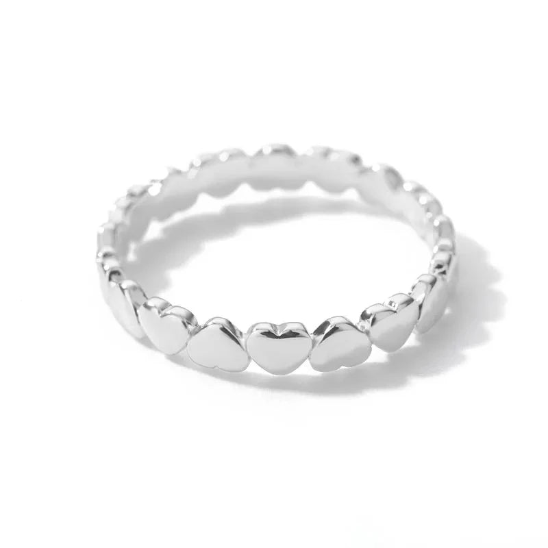 Edelstahl Herzringe für Frauen Goldfarbener Herz Verlobungs Ehering Luxus Hochzeit Ästhetik Mode Schmuck Geschenk