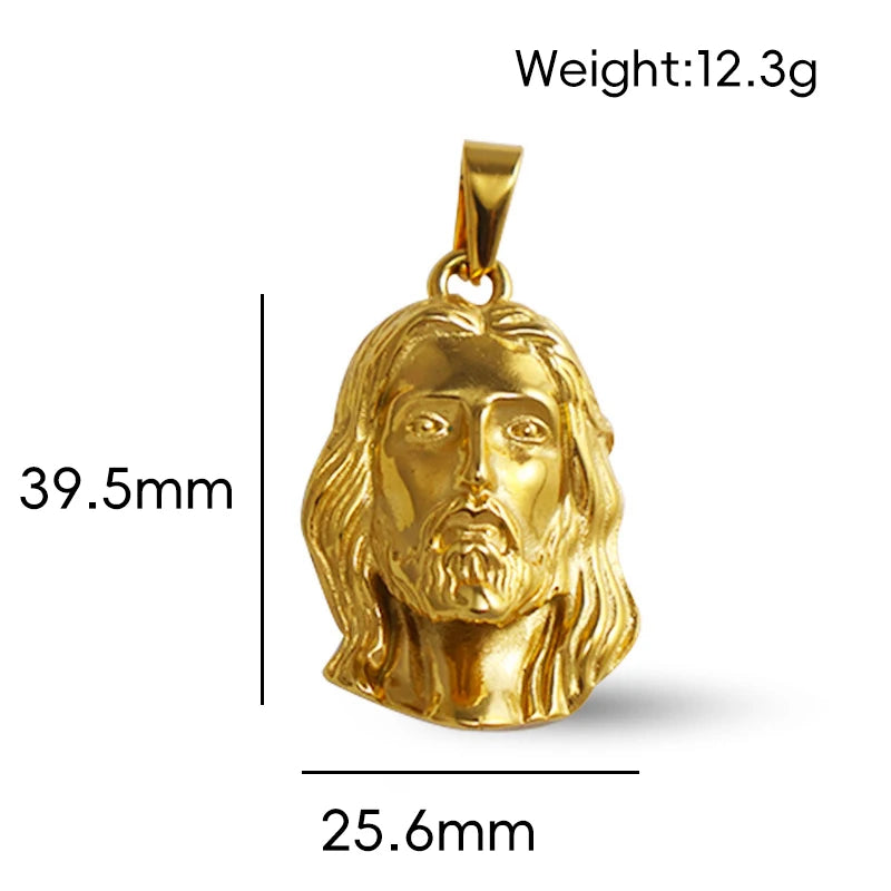 Colgante de Jesús de acero inoxidable chapado en oro de 18 quilates estilo Hip Hop de moda para mujeres y hombres, perfecto para atuendos diarios y estilos de conciertos