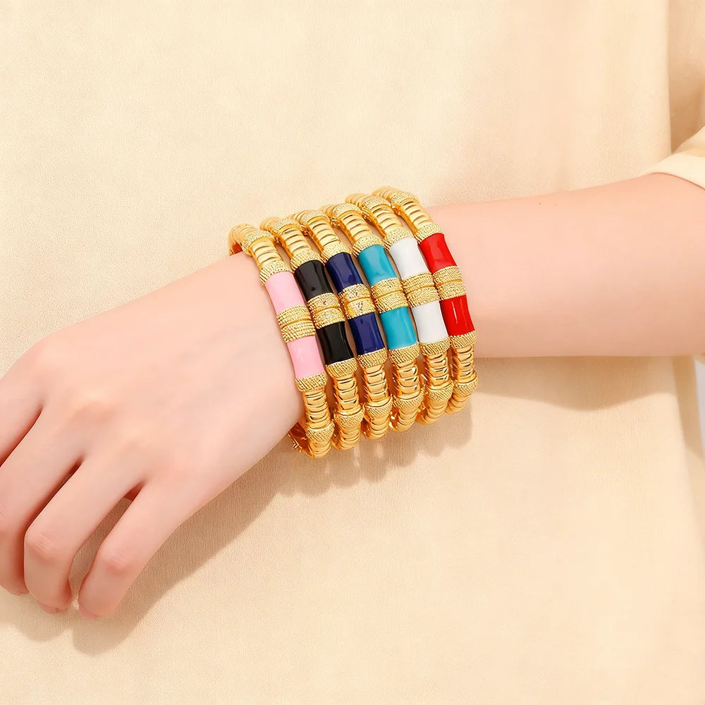 Vergoldeter Ring und Armband, nigerianisches Schmuckset, hohe Eleganz, mehrfarbig, personalisierte Armbänder, Mädchengeschenk, kostenloser Versand