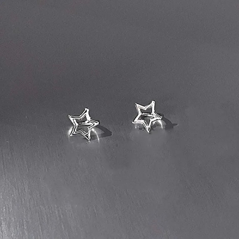 Y2K-Stil hohle fünfeckige Ohrstecker für Frauen Personalisierter Stern-Asterismus runder Ohrring Schnalle Metall-Accessoires Modeschmuck