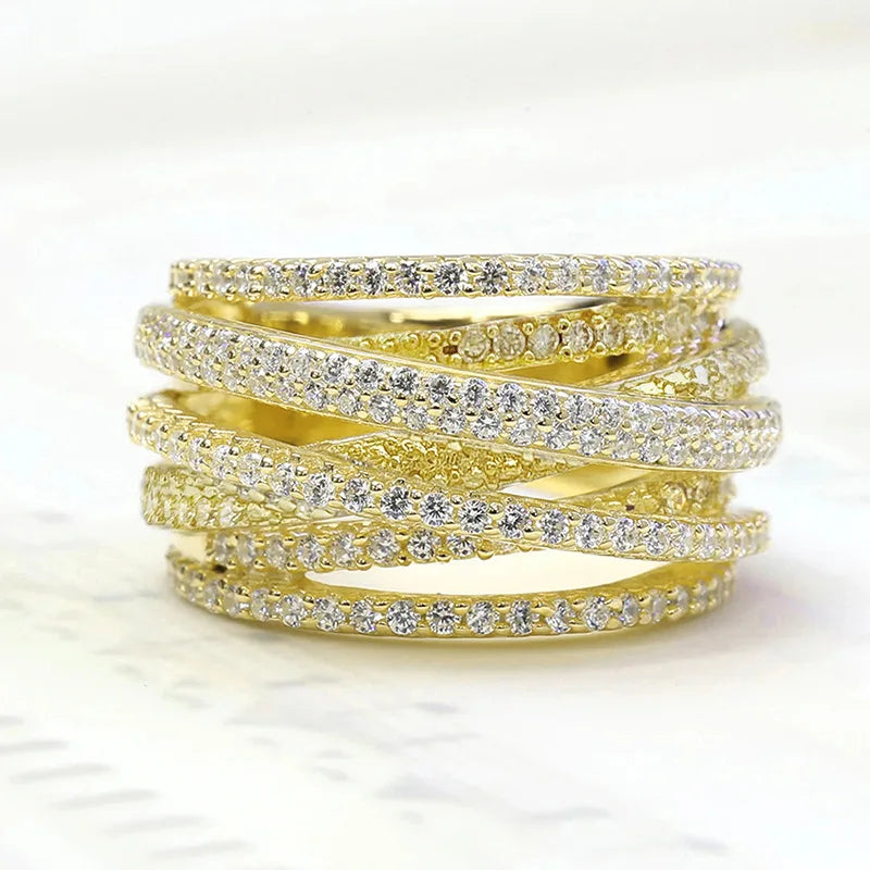 925er Sterling Silber Klassischer Vintage Wickel-Zirkon-Ring für Damen, Party, Luxus, Mode, Hochwertiger Edelschmuck, Bestseller