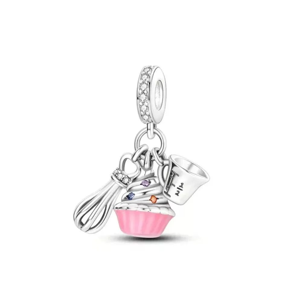 2026 Frühlings-Pink-Serie Ballon Schmetterling Blumen-Anhänger passend für S925 Europäische 925 Sterling Silber Armband Armreifen Halskette