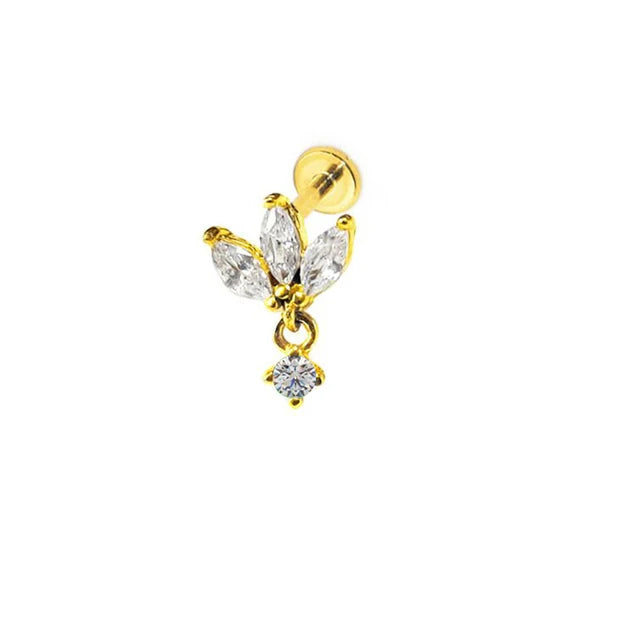 Piercing Labret de Rosca Interna Rayo Corona Abeja Flores Cartílago Pendiente Trago Conch Acero Inoxidable 316L Joyería Corporal