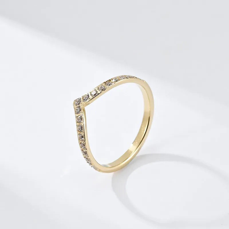 2mm dünner V-förmiger stapelbarer Ring mit Zirkonia-Pavé, Edelstahl-Ehering für Damen und Mädchen, Größen 5-10