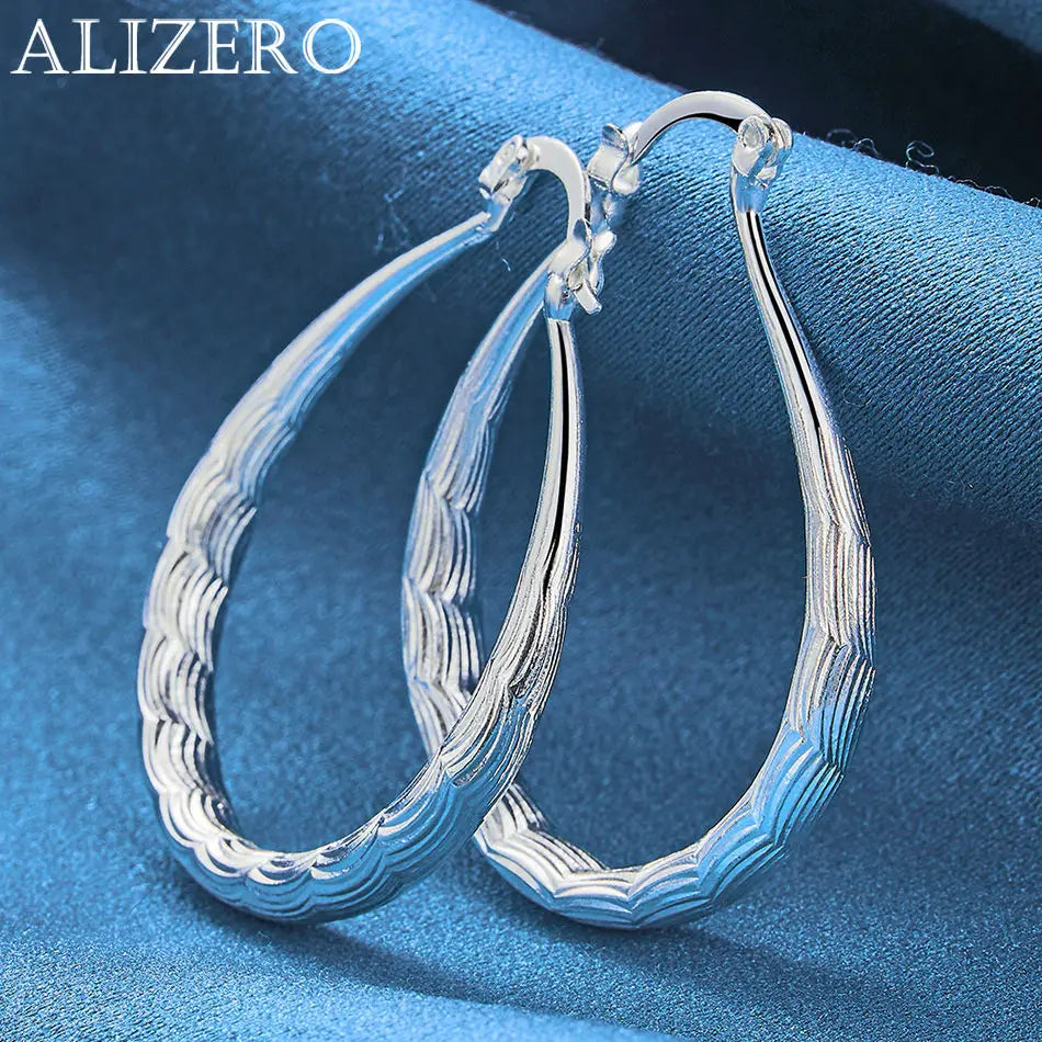 ALIZERO 925 Sterling Silber Ohrringe Einfache runde Kreolen Ohrringe für Frauen Mode Hochzeit Verlobung Charm Schmuck Geschenke