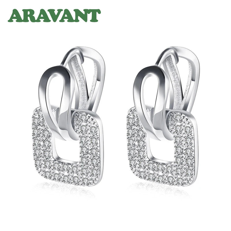 Aravant 925er Silber 18K Gold Quadratische Creolen für Damen Hochzeitsfeier Modeschmuck