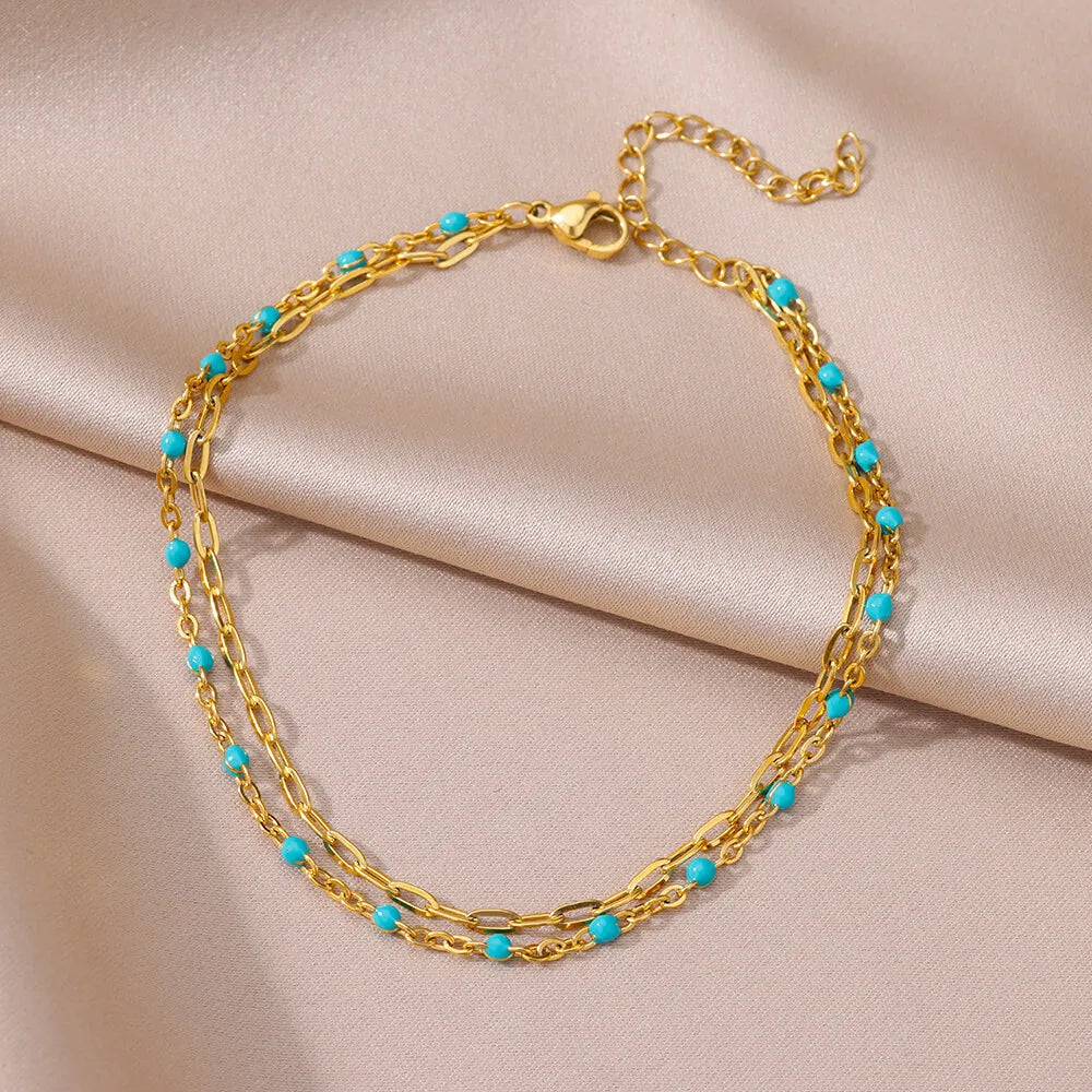 Edelstahl-Imitationsperlen-Fußkettchen für Damen, goldfarbene Kette, Knöchel-Armband, Fußkettchen, Sommer-Strandschmuck-Accessoires, Geschenk