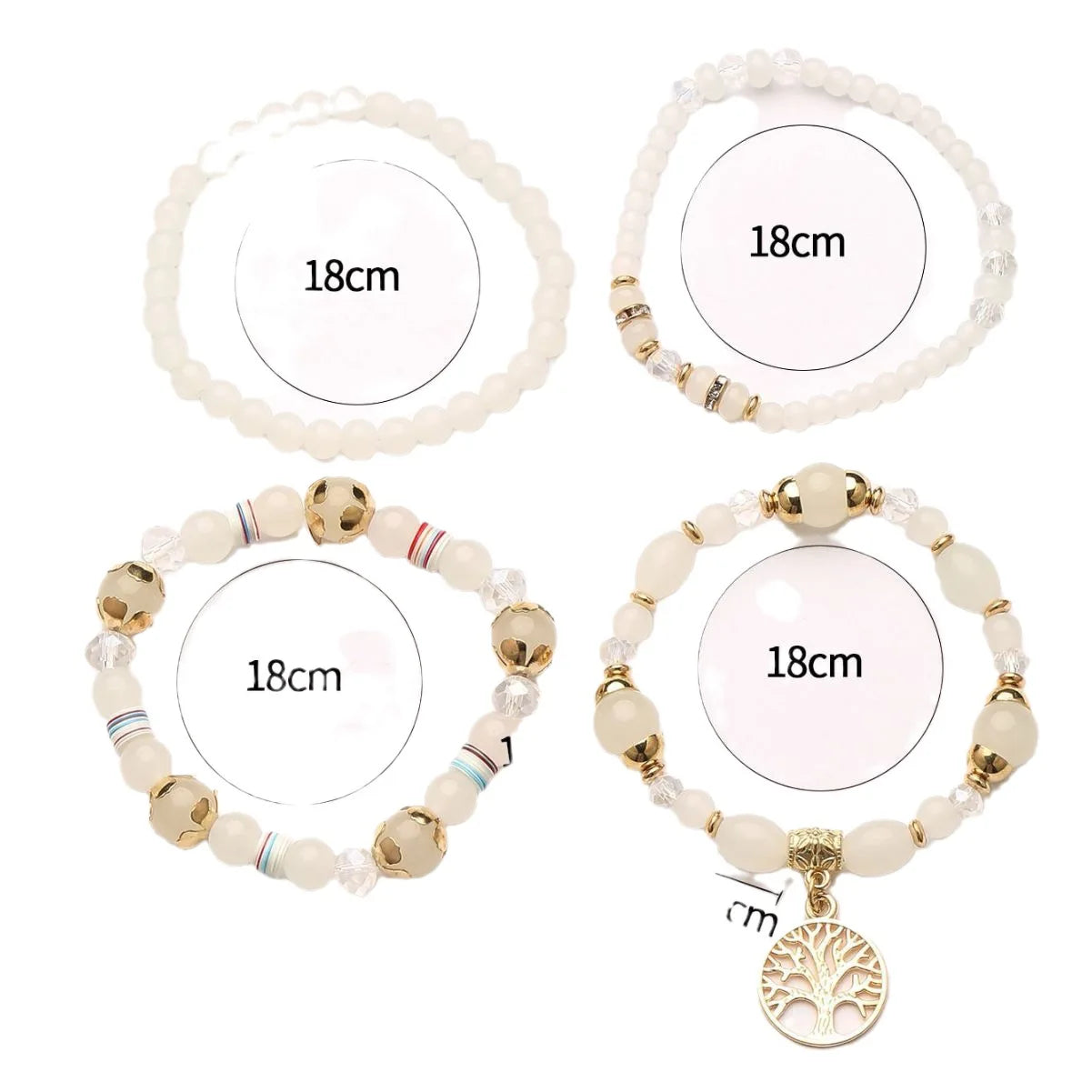 4er-Set Baum des Lebens Charm Armband für Damen, handgemacht, Acrylperlen, Kettenarmreif, weiblicher Boho Schmuck Accessoires