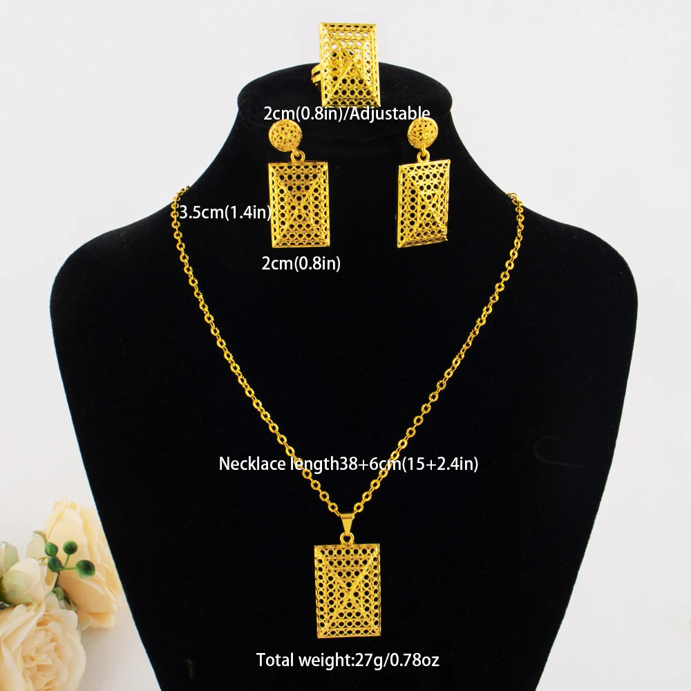 Modeschmuck-Set aus Gold, Edelstahl-Ohrringe und Halsketten für Damen, einfaches Persönlichkeitsgeschenk, Hochzeitsfeier-Accessoires
