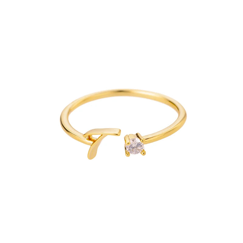 Zirkon Tiny Initial-Buchstabenringe für Damen, Edelstahl A-Z Buchstaben verstellbarer Ring, weiblicher ästhetischer Weihnachtsschmuck, Geschenk