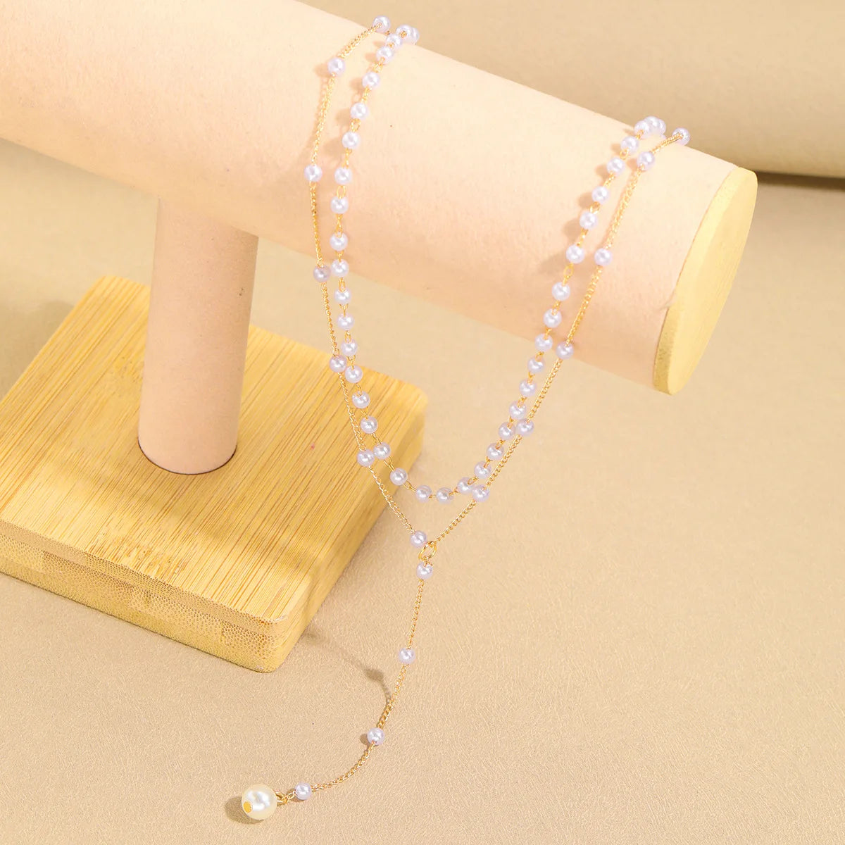 Gargantilla coreana de moda con perlas de imitación, doble capa, colgante de cuentas de bola grande, collar con borlas, joyería corporal sexy para mujer