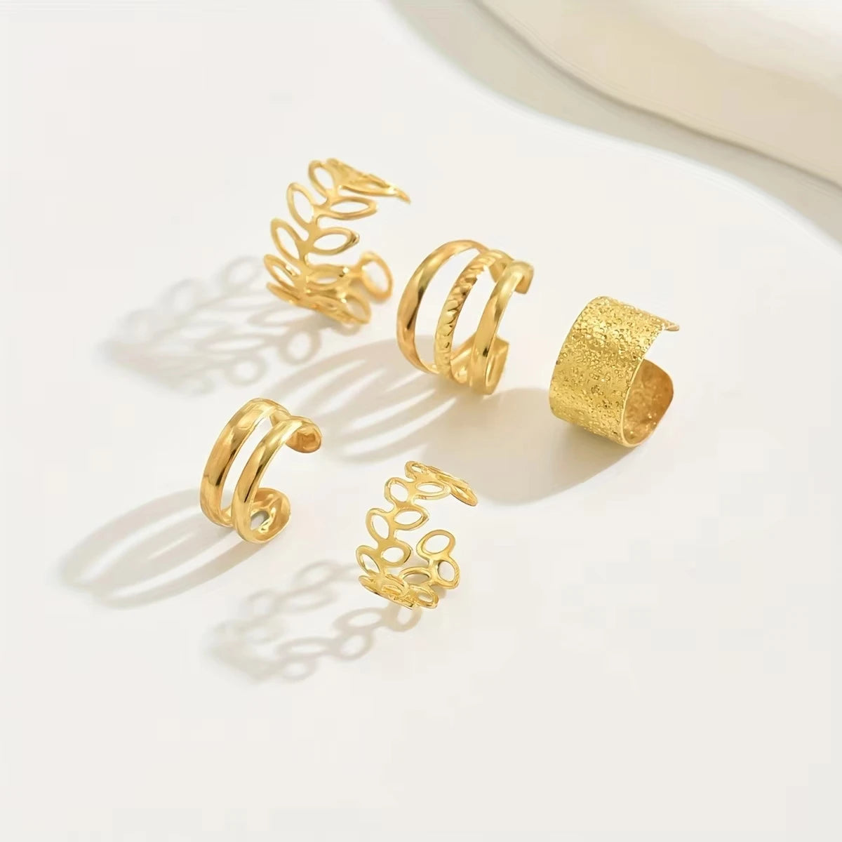 5er-Set Trendige elegante Ohrklemme Klassischer eleganter Stil Damen Ohrclips ohne Piercing Blattförmig Kreis Gestapelte Form