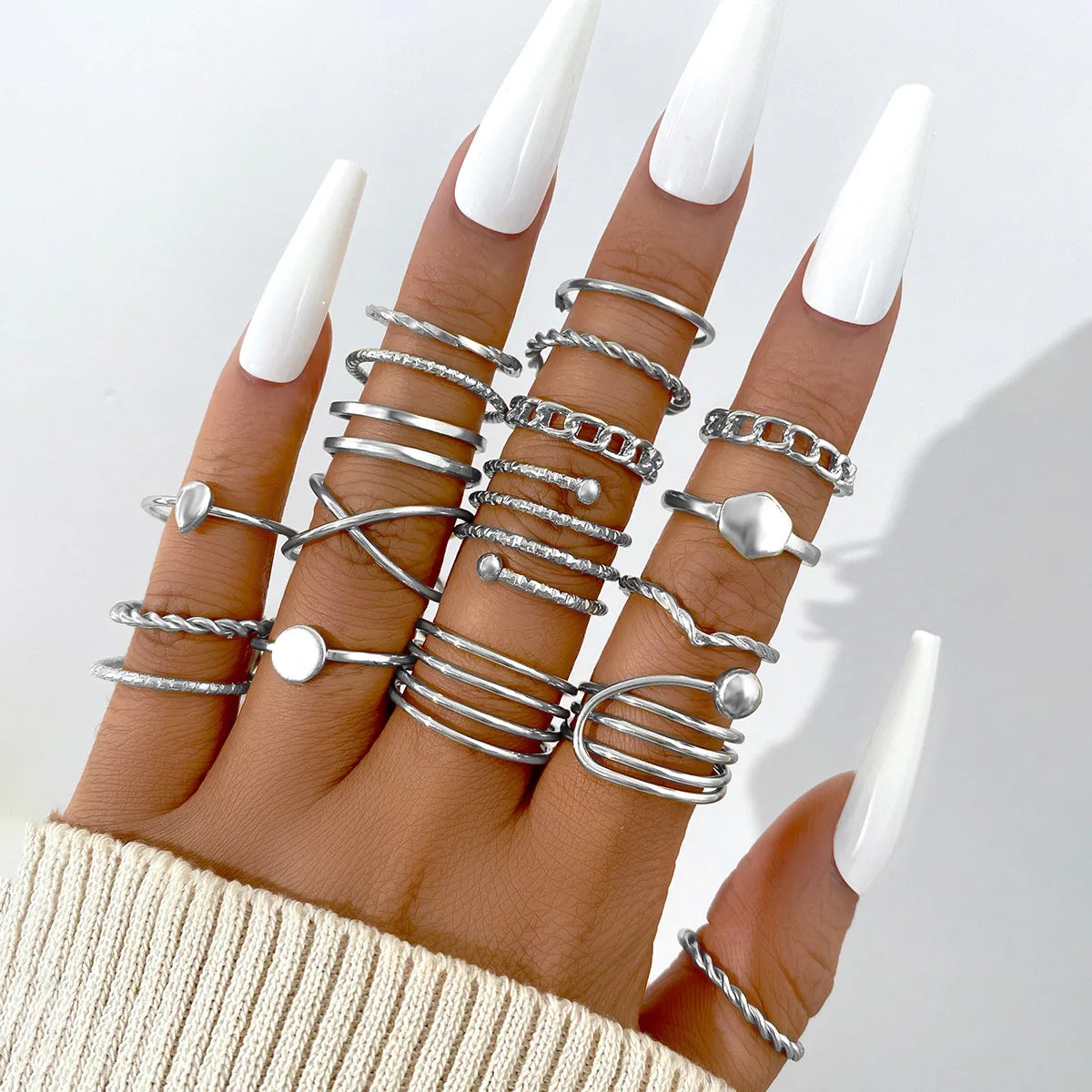 Vintage Irreguläres Ring-Set für Frauen Böhmische Goldfarbe Schmetterling Schlange Herz Geometrische Ringe Retro Boho Mode Schmuck Geschenk