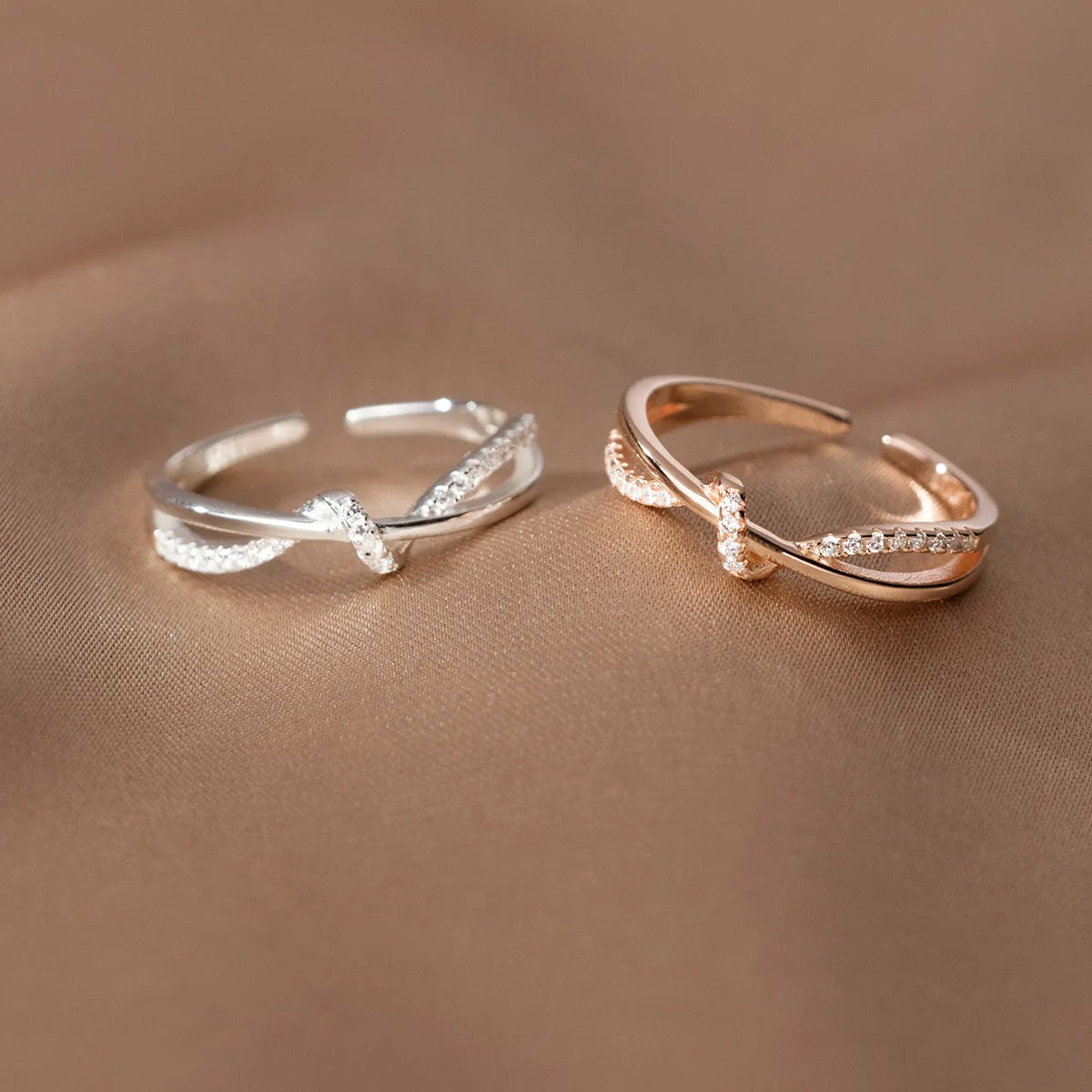 925 Sterling Silber Kreuz Verknotung Zirkon Ringe für Frauen Mädchen Hochzeit Luxus Schmuck Accessoires Schmuck Argent 925