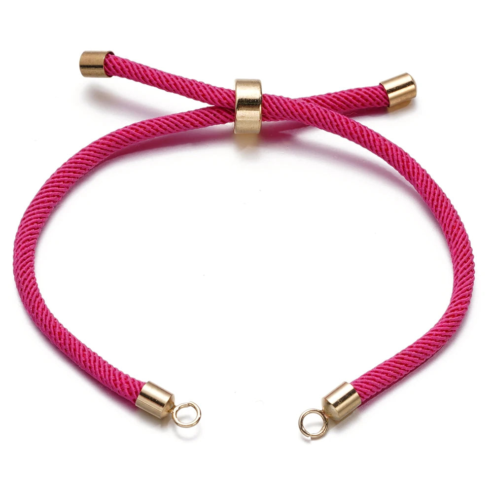 1 Stück Verstellbare Nylon Geflochtene Kordeln Schieber Freundschaftsarmbänder mit Messingkordelende für Schmuckherstellung DIY Zubehör