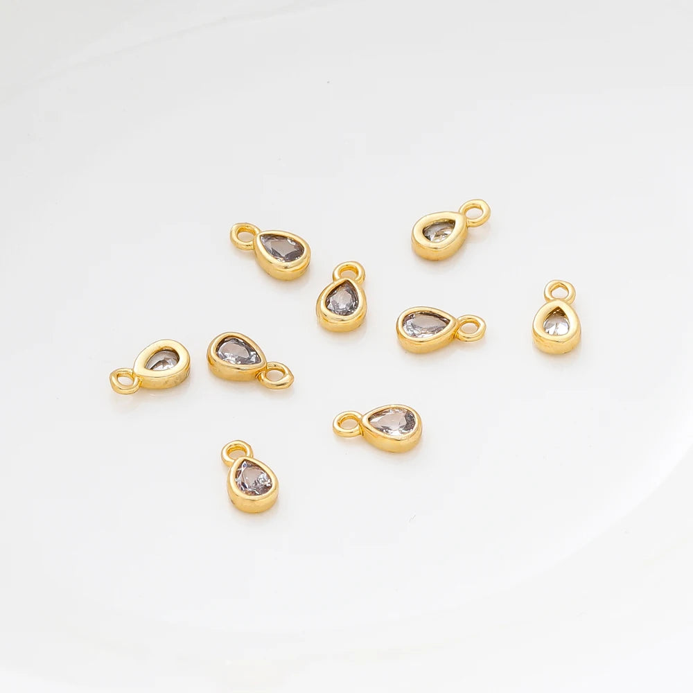 5/10 unidades/lote Colgantes en forma de gota de agua al por mayor Chapado en oro de 18 quilates Colgantes de circonita cúbica para hacer joyas de collar DIY