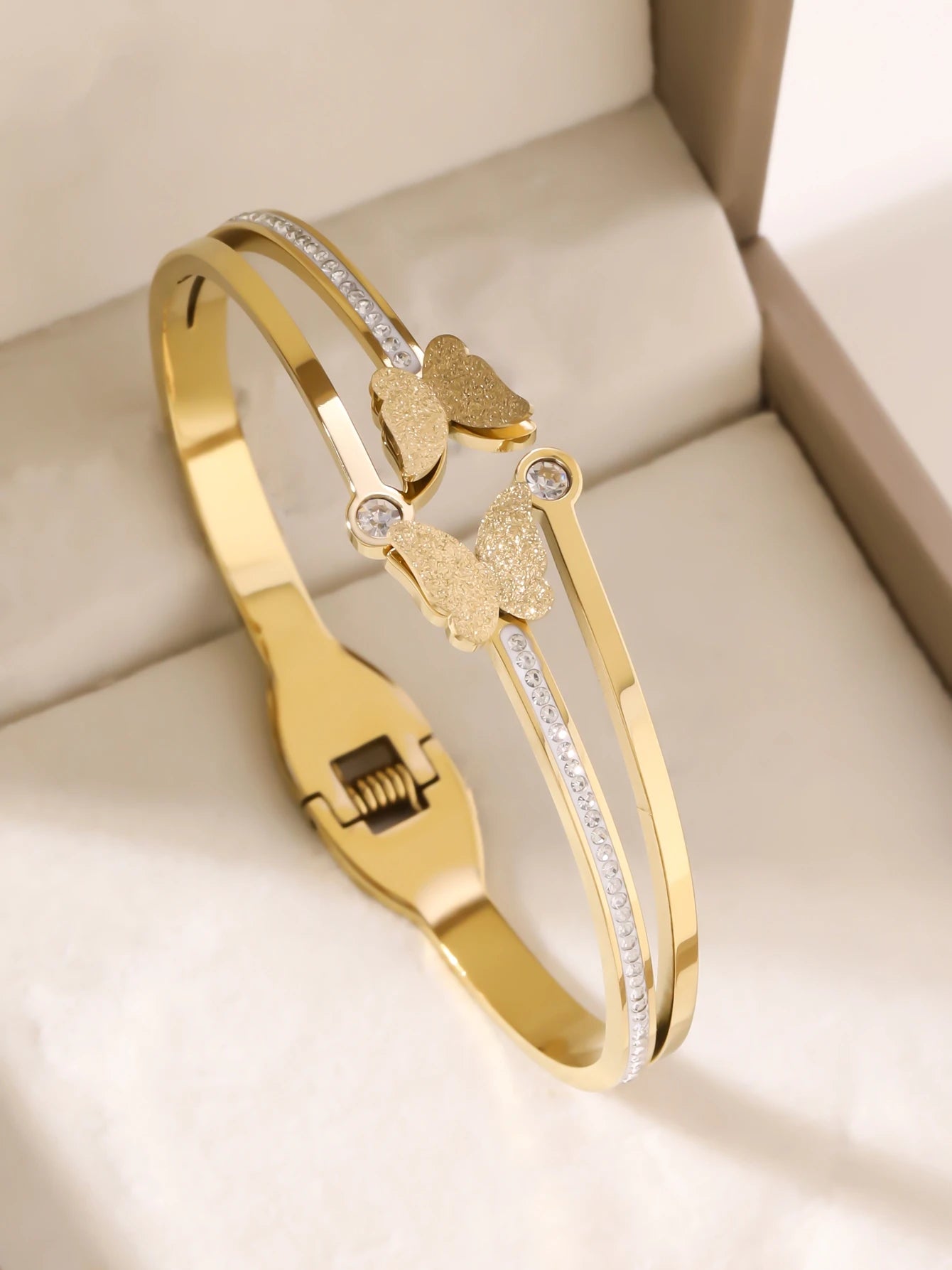 1 Stück/Set Damen Hochzeitsschmuck Party Feiertag Valentinstag Geschenk Edelstahl Armband 18K vergoldet Armband