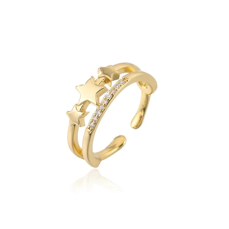 NEWBUY Einzigartiges Design Herzschloss Liebes-Offenringe Für Frauen Mädchen Goldfarbe Hochwertiger Verlobungsschmuck Femme Bijoux