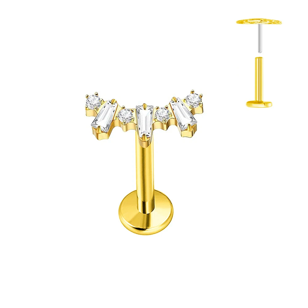 ASTM F136 G23 Titan Ohrstecker Blume 16G 18G 20G Threadless Piercing Blatt Push-in Lippenstecker Daith Labret Conch
