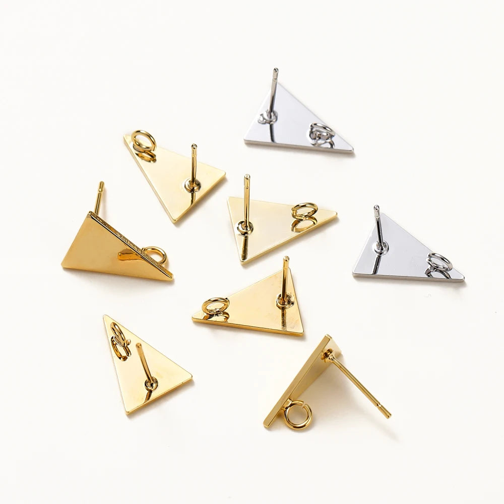 10 Stk./Los 10x15MM 18K Vergoldet Messing Dreieck Ohrstecker Hohe Qualität DIY Für Schmuckherstellung Ohrring Zubehör