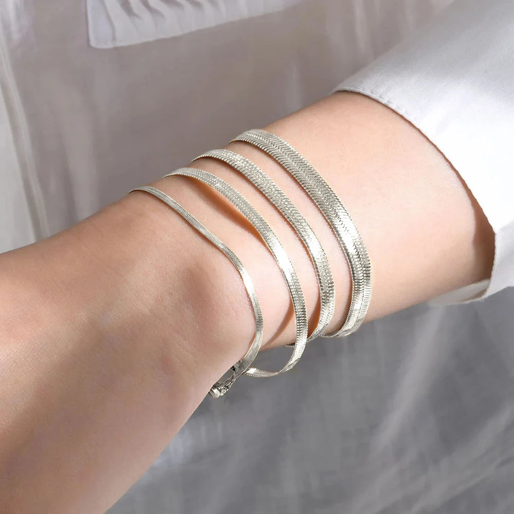 COLALA Simple Boutique Schmuck Edelstahl Flache Schlangenkette Armband Verstellbar Damen Accessoires Großhandel Kein Ausbleichen der Farbe
