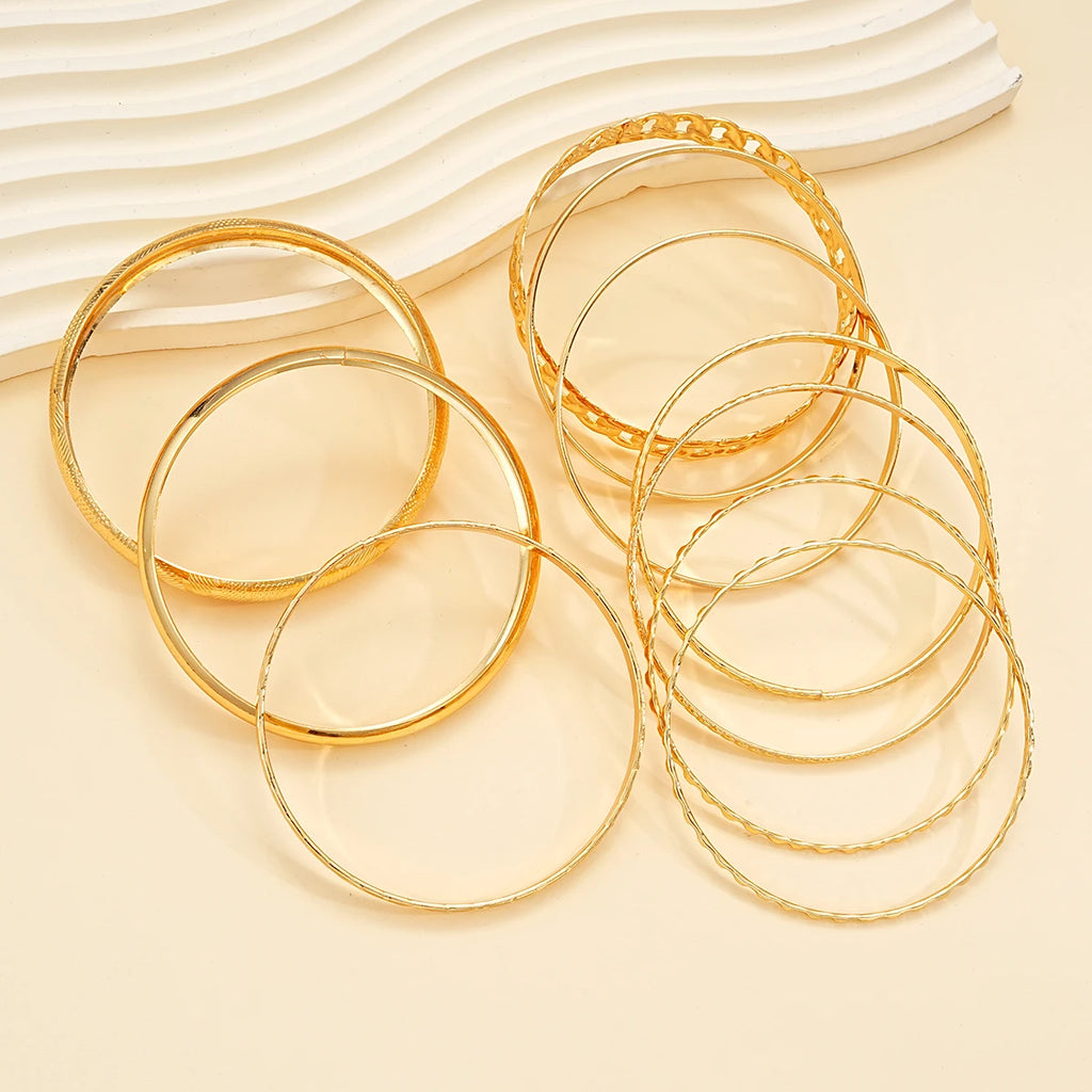 10 Stück Punk Trendige Mehrschichtige Armbänder Set für Damen Elegante Zarte Verdrehte Funkelnde Verstellbare Armreifen Schmuck Paare Geschenke