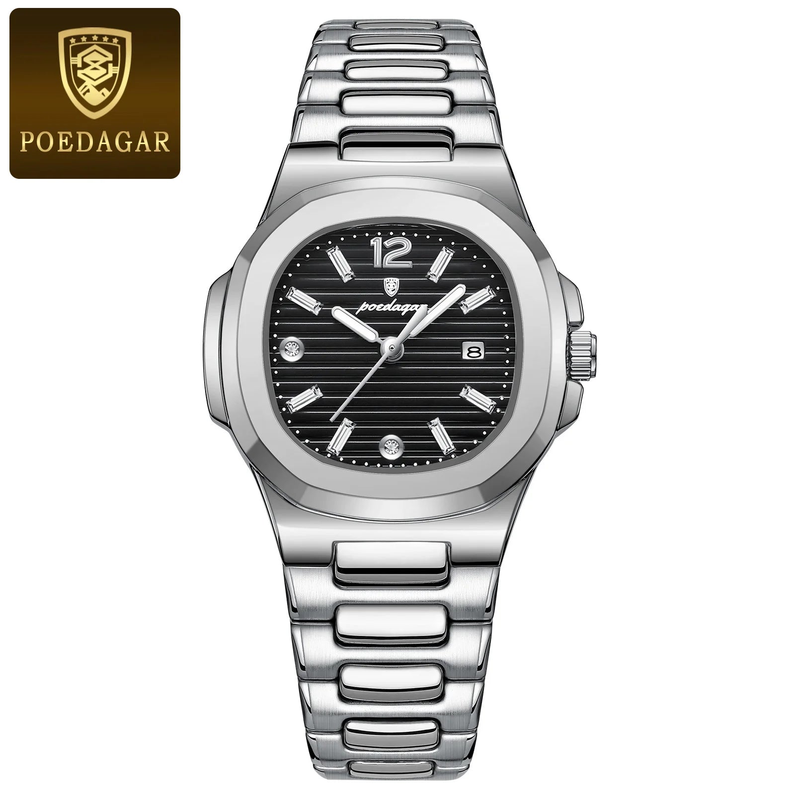 POEDAGAR Reloj de pulsera cuadrado de moda para mujer, luminoso, impermeable, con fecha, de cuarzo de lujo de alta calidad para mujer Reloj