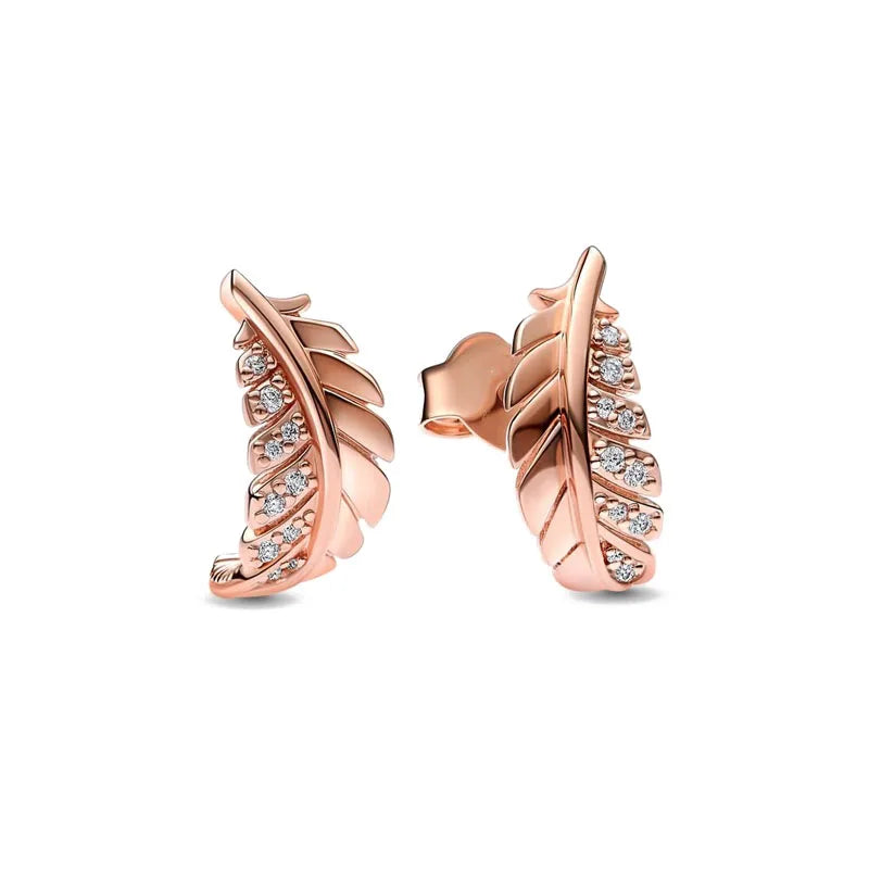 Roségoldfarbene 925er Sterling Silber Blumenohrstecker, Passend für Frauen Festival Weihnachtsgeschenke Charm Schmuck