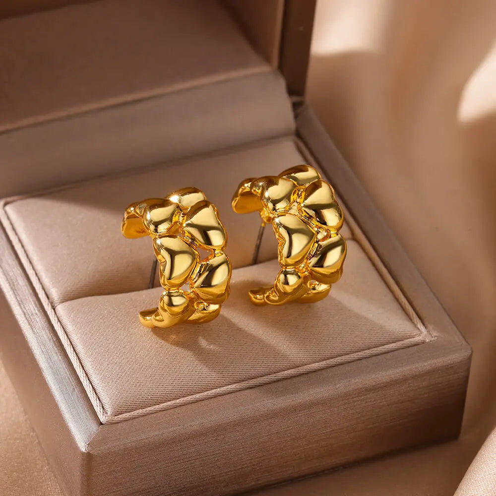 C-förmige Muschel-Ohrringe für Damen, Edelstahl, Wassertropfen, Tropfen-Hoop-Ohrringe, modische Piercing-Ohr-Accessoires, Party-Schmuck