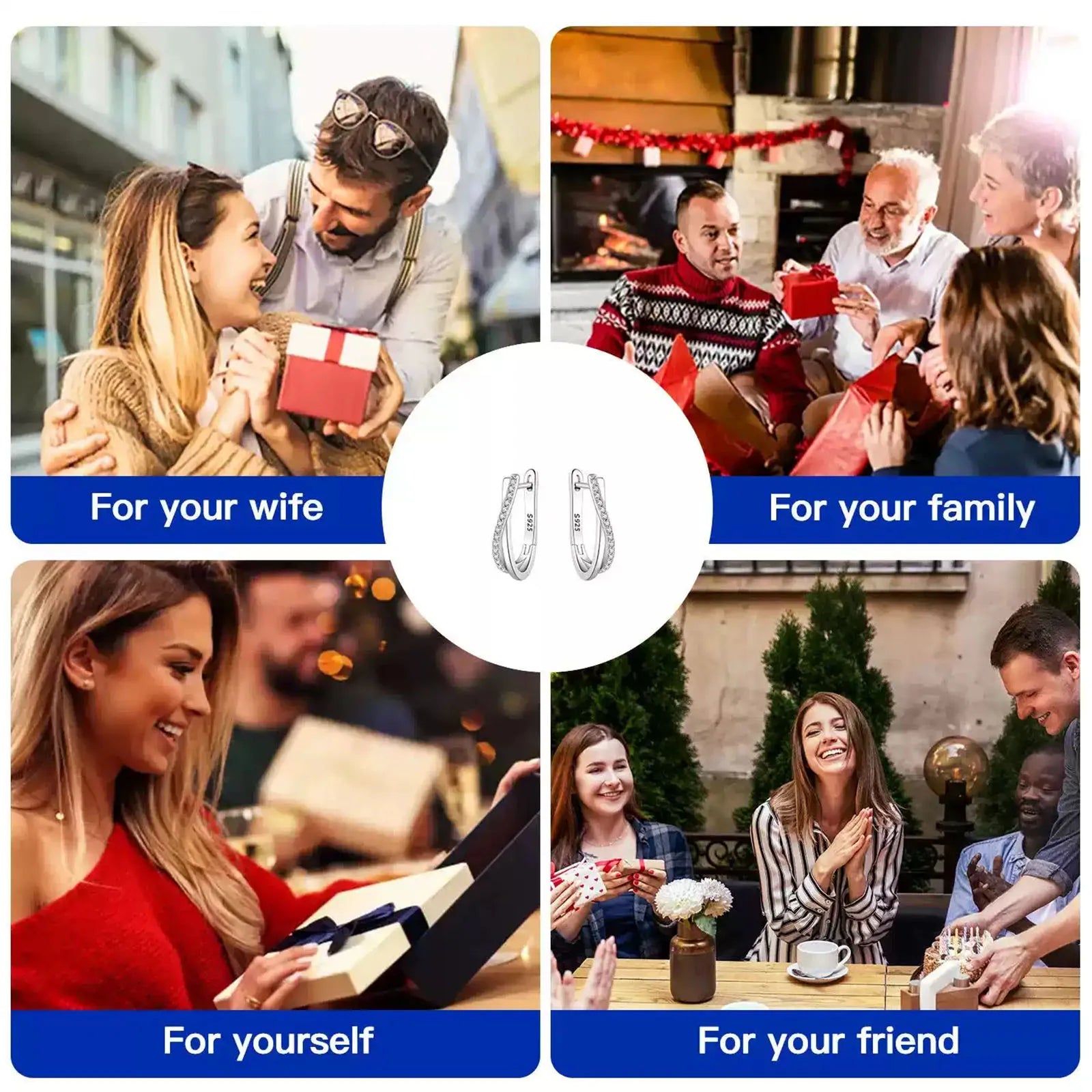 Pendientes de Aro Versátiles de Plata 925 con Estrella y Línea Trenzada para Mujer, Joyería Fina, Regalos de Cumpleaños