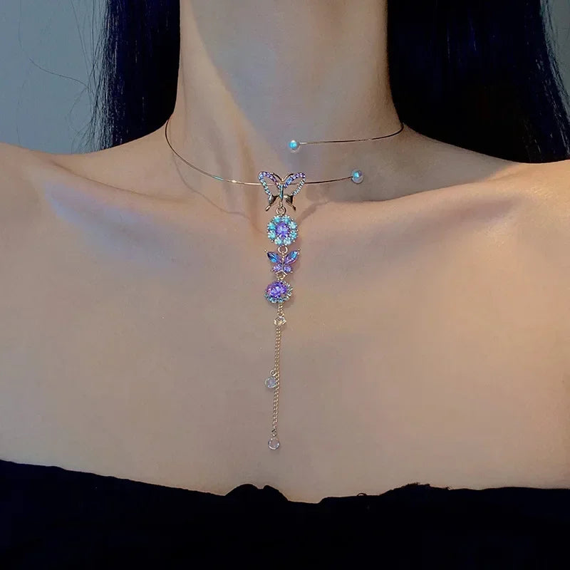 Vintage Golden Silver Color Heart Pendant Necklace for Women New Trend Girls Clavicle Chain Jewelry Birthday Gifts Wholesale