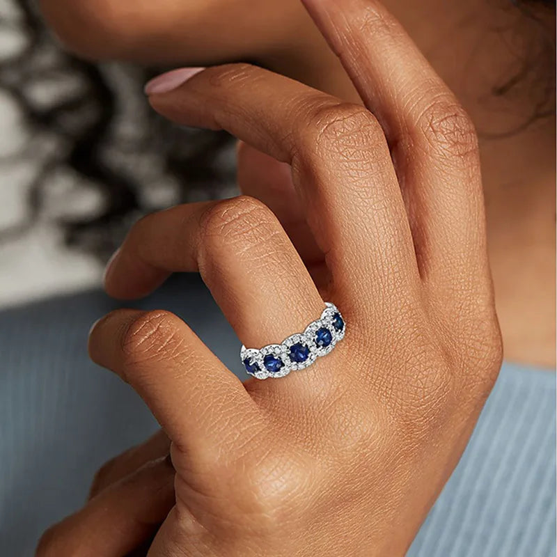 Luxuriöser 925er Sterling Silber Klassikring für Damen, Sechs-Krallen-Schmuck, schlichter Imitations-Diamant Damenring, Verlobungs-Hochzeitsgeschenk