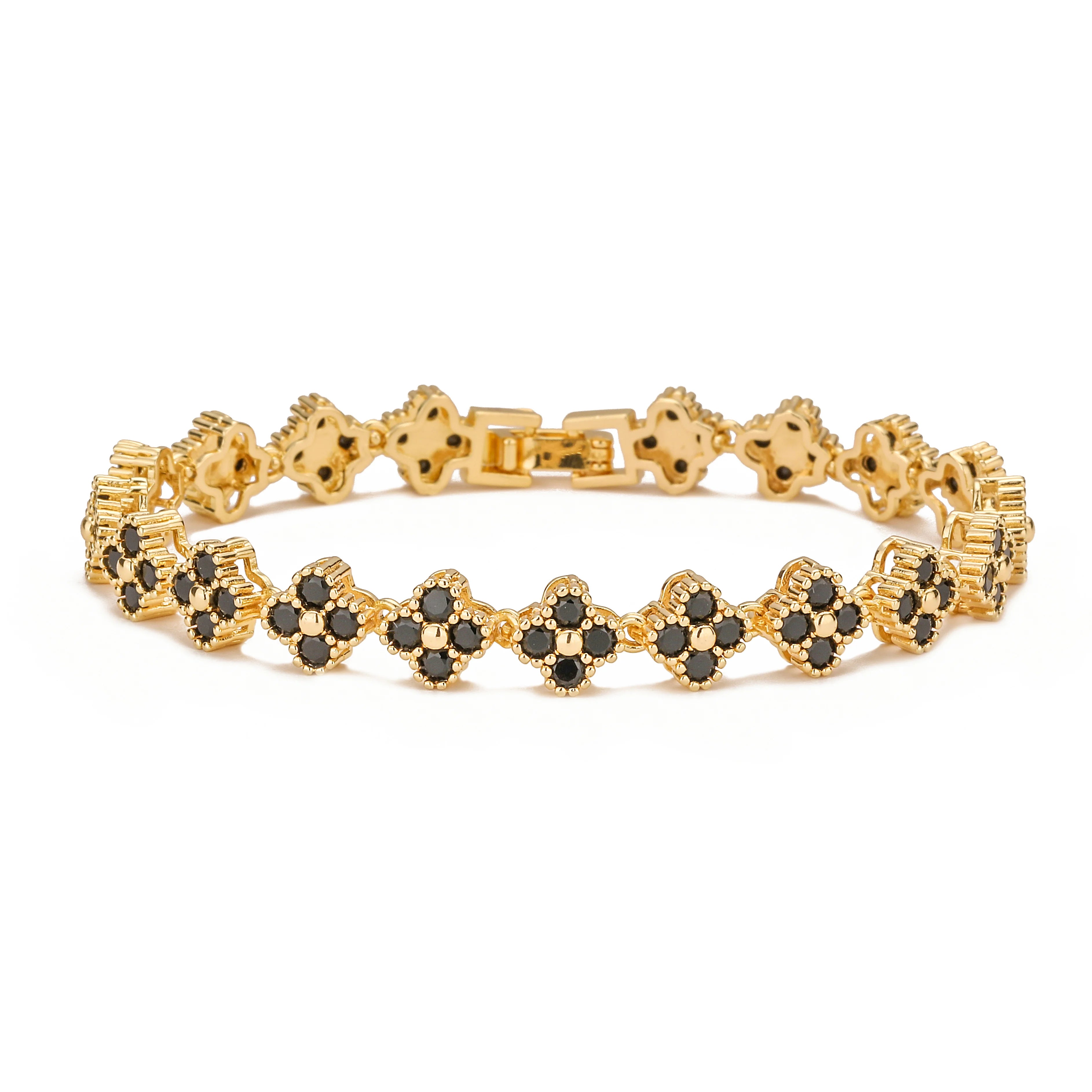 HECHENG, AAAAA Messing 18K vergoldete Blumenhalskette Armband Schmuckset, als Weihnachtsgeschenk für Frauen und die beste Freundin