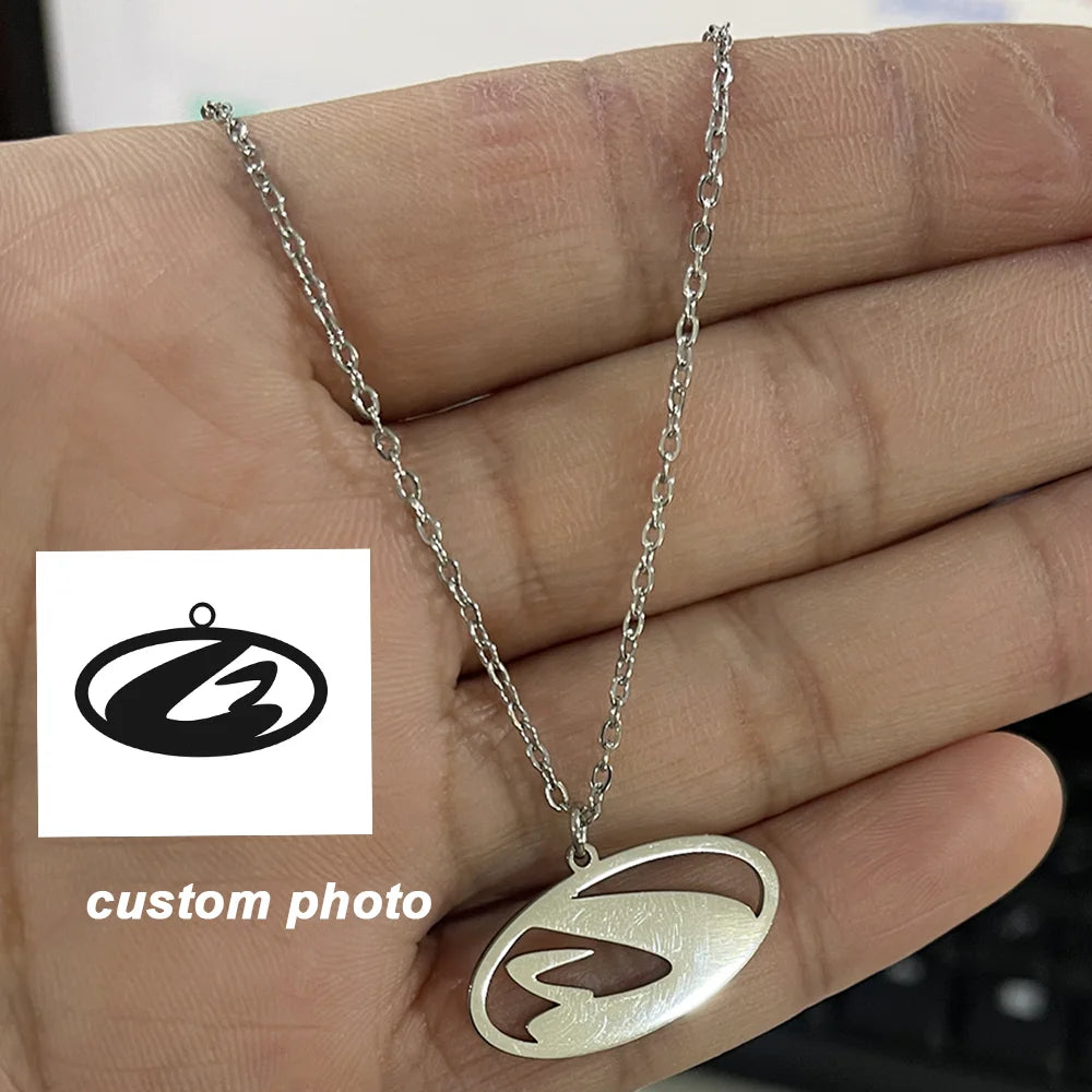 Custom Logo Picture Pendant Necklace For Women Girl Stainless Steel Birthday Gift Children's Drawing Photo Personalized Jewelry