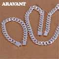 Aravant 925er Silber 10MM Halsketten-Armbänder-Set für Herren und Damen Modeschmuck