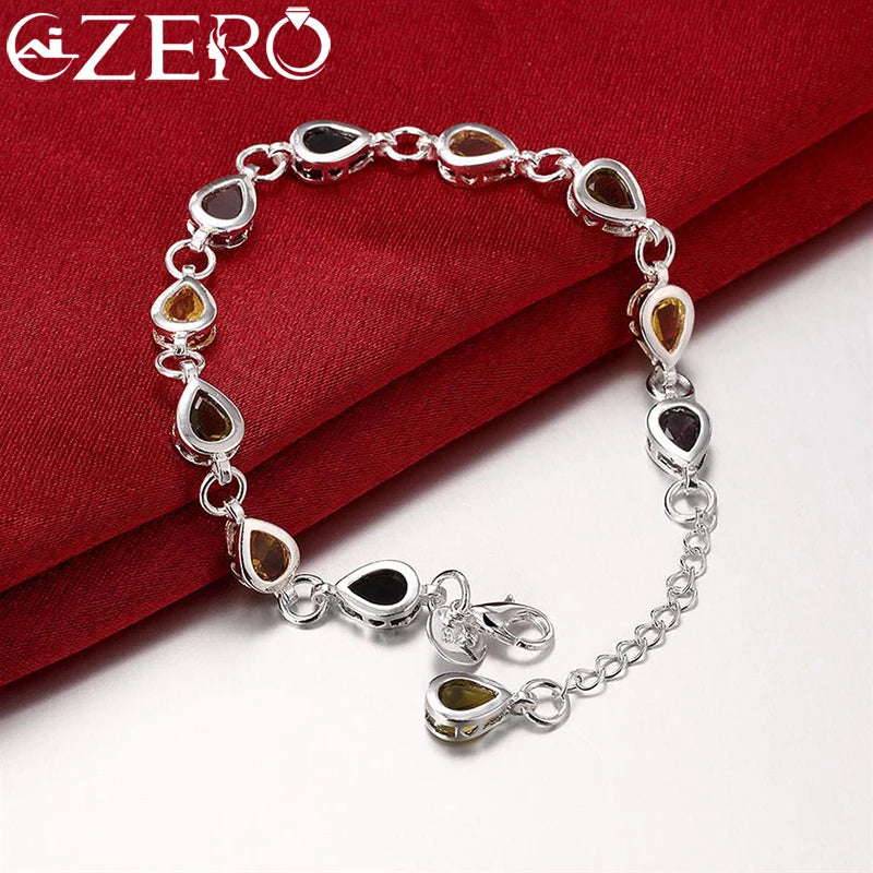 Großhandel 925 Sterling Silber Edle Charm Armbänder Zirkon Kette Kristall Schmuck Mode für Frauen Hochzeit Dame Süß