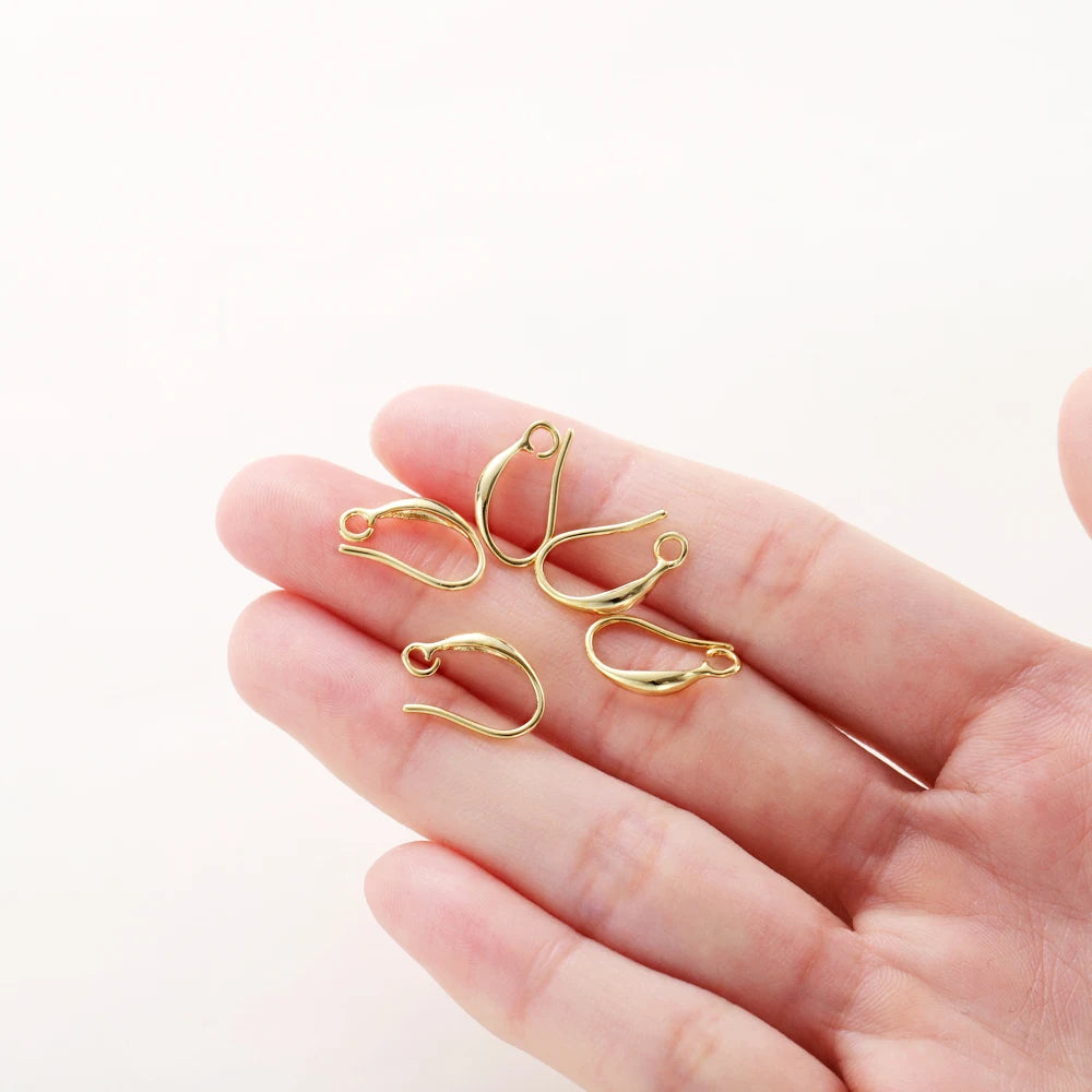 10 Stücke/Charge 14K 18K Echtgold Ohrring Anhänger Haken Ohrbügel Haken für DIY Schmuckherstellung Ohrring Charms Zubehör Komponenten