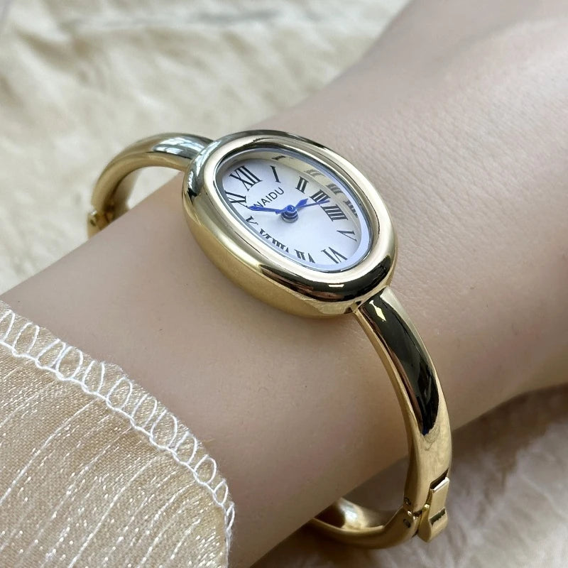 Armbanduhr einer bekannten Marke, Edelstahlarmband, Golduhr, modisches kleines Zifferblatt, Damenuhr, Mädchengeschenk, Armbanduhren, Relojes Para Mujer