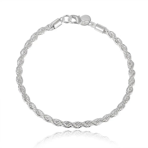 Anhänger 925er Sterlingsilber Accessoires Herren 4MM 40-60cm 2PCS Seilkette Halskette Armband Damen Mode Hochzeitsgeschenk Schmuck