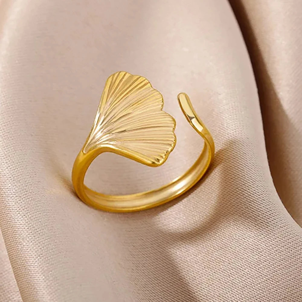 Ozean Seestern Muschel Offene Ringe Für Frauen Goldfarben Edelstahlring Sommer Strand Ästhetik Wasserdichter Schmuck Geschenk