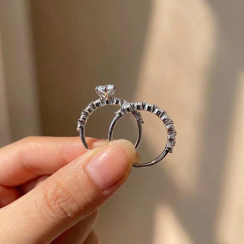 925 Sterling Silber Neues Modedesign Marquise Zirkonia Set Ringe für Frauen Moderner Trend Brautschmuck Funkelnder Schmuck