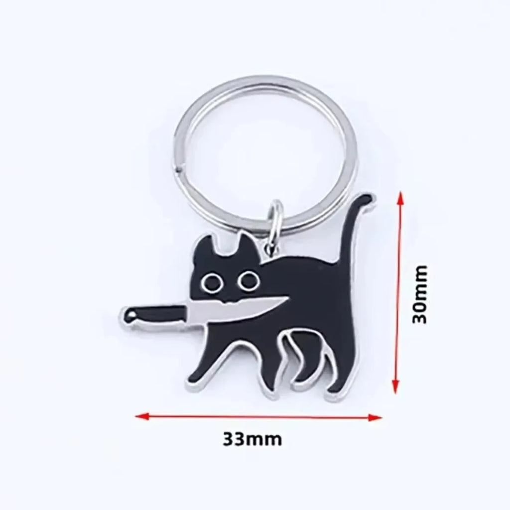 Niedlicher Cartoon-Katzen-Schlüsselanhänger – Schwarzer Kätzchen-Messer-Anhänger für Schlüssel, Tasche, Schmuck – Großhandel Tier-Schlüsselanhänger Geschenk