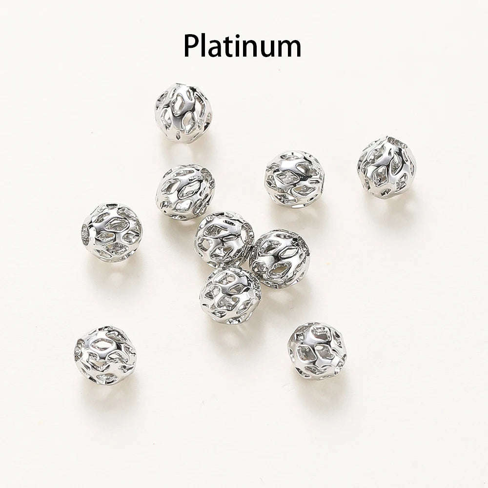 20 Stück/Beutel 4 mm 5 mm 6 mm 18K vergoldete hohle runde Abstandshalter Perle Messing Charm Armband Perlen für DIY Schmuckherstellung Zubehör