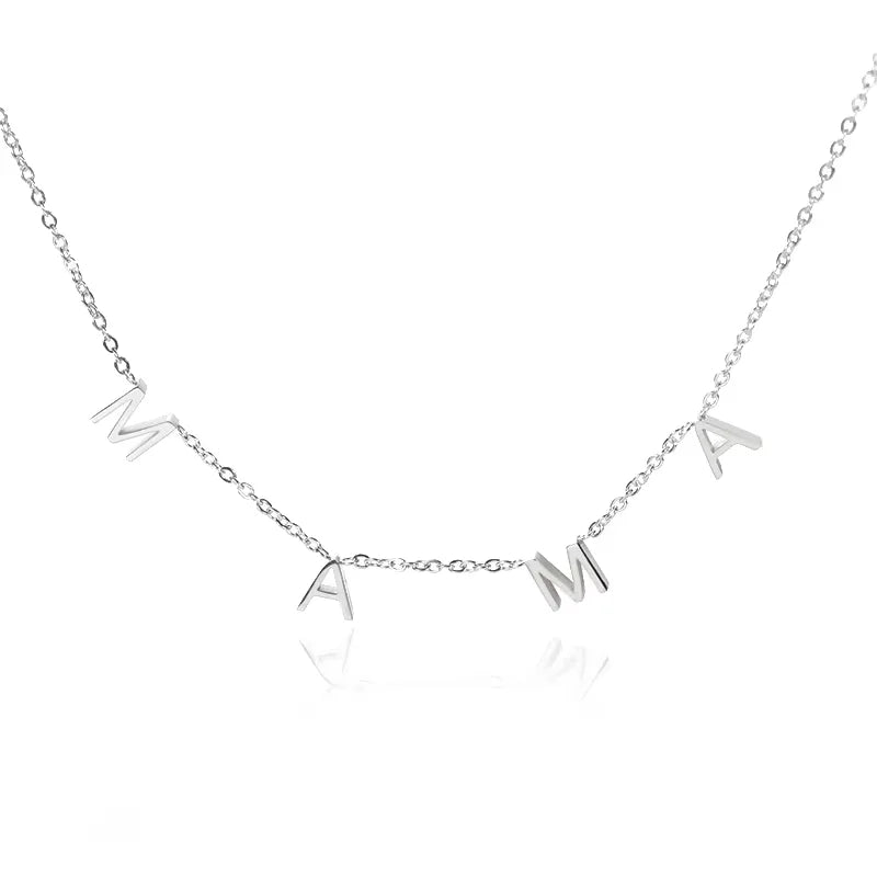 Dainty Mama Necklace Gold Color Stainless Steel Waterproof Choker Mama Letters Nameplate Necklaces Jewelry Gift For Mom And Wife